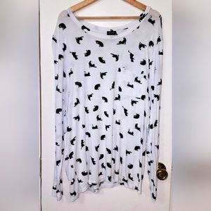 Justify size2X Long Sleeve Scoop Neck Super Soft Super Sheer White Kitty Blouse